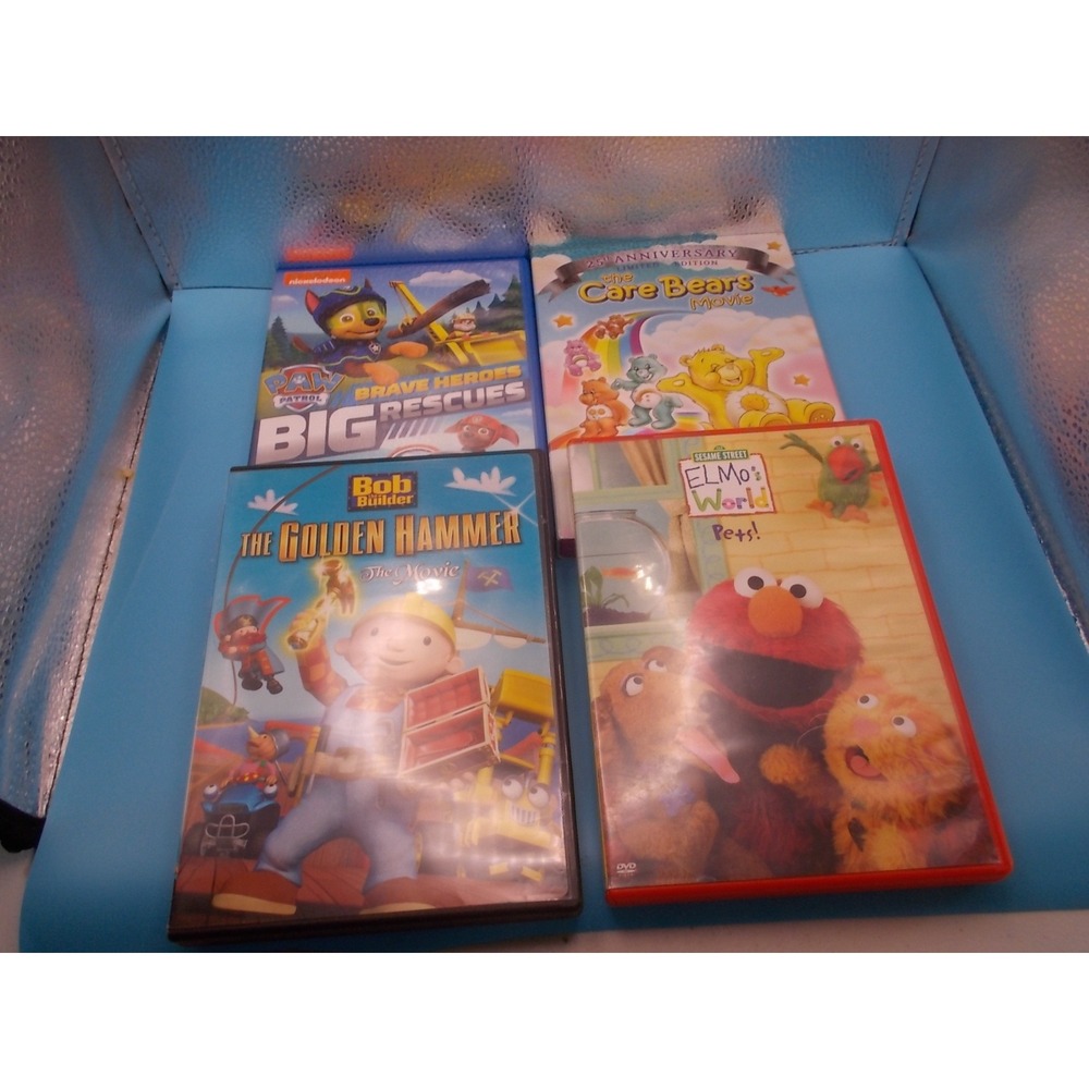 Kids DVD Lot Paw Patrol Care Bears Bob the Builder Elmo's World 4 Movie Bundle